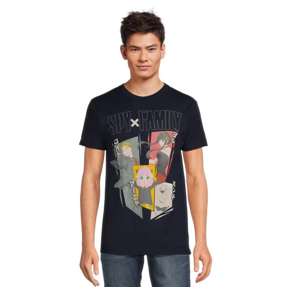 Spy X Family Mens Manga Series Navy Blue Kanji Shirt New Medium
